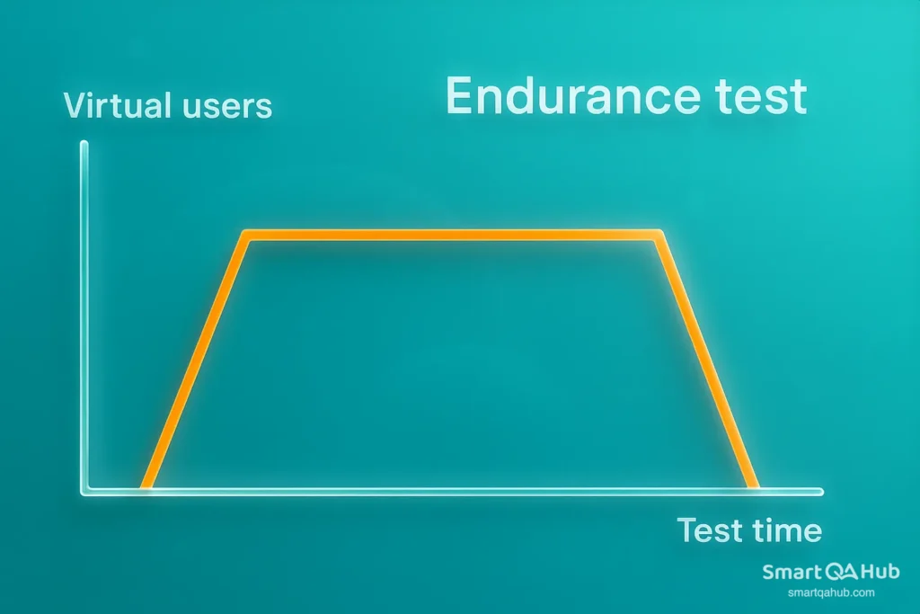 Endurance test line graph showing stable virtual user load maintained over extended test time.